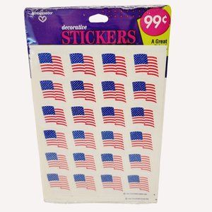 VTG 1987 NOS AMBASSADOR USA FLAG STICKERS 4 SHEETS SELF-STICK